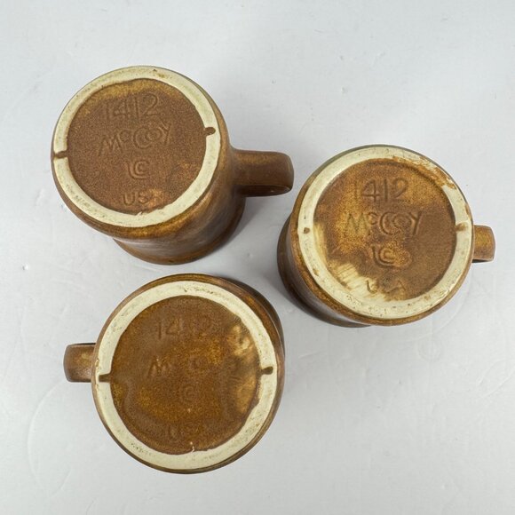 Set of 3 McCoy Pottery Butterfly Mugs Vintage Hand Painted Brown Yellow Cups - Picture 2 of 11